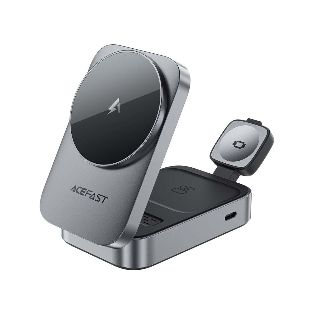 Acefast E22 Desktop 3-in-1 Wireless Charging Holder - Metal Grey