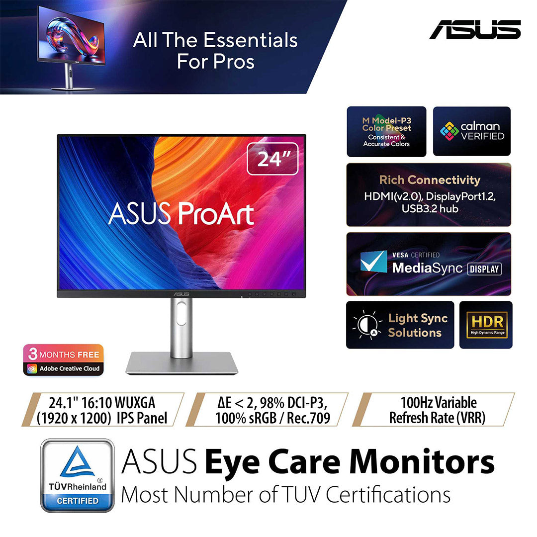 Asus ProArt PA248QFV - 24.1” WUXGA IPS 100Hz Professional Monitor