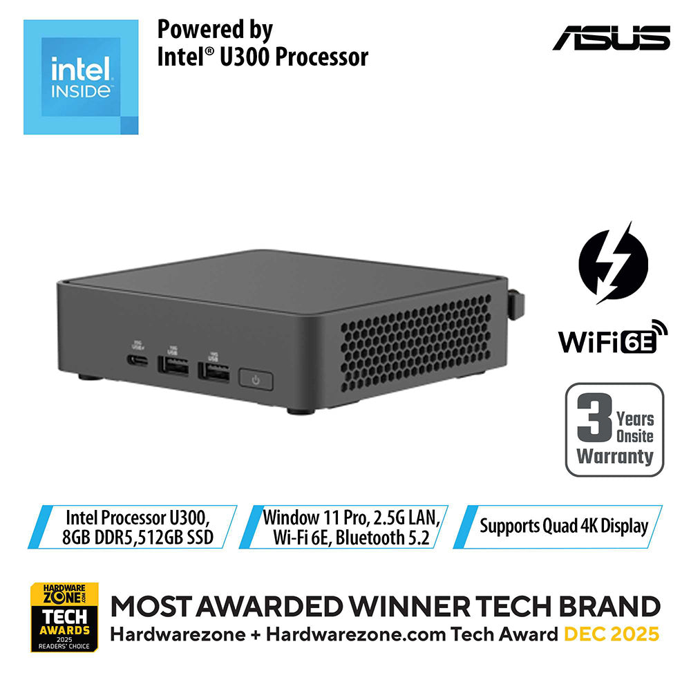 Asus NUC 15 Lite BNUC15CRLIP053C2 - U300 8GB 512GB W11P