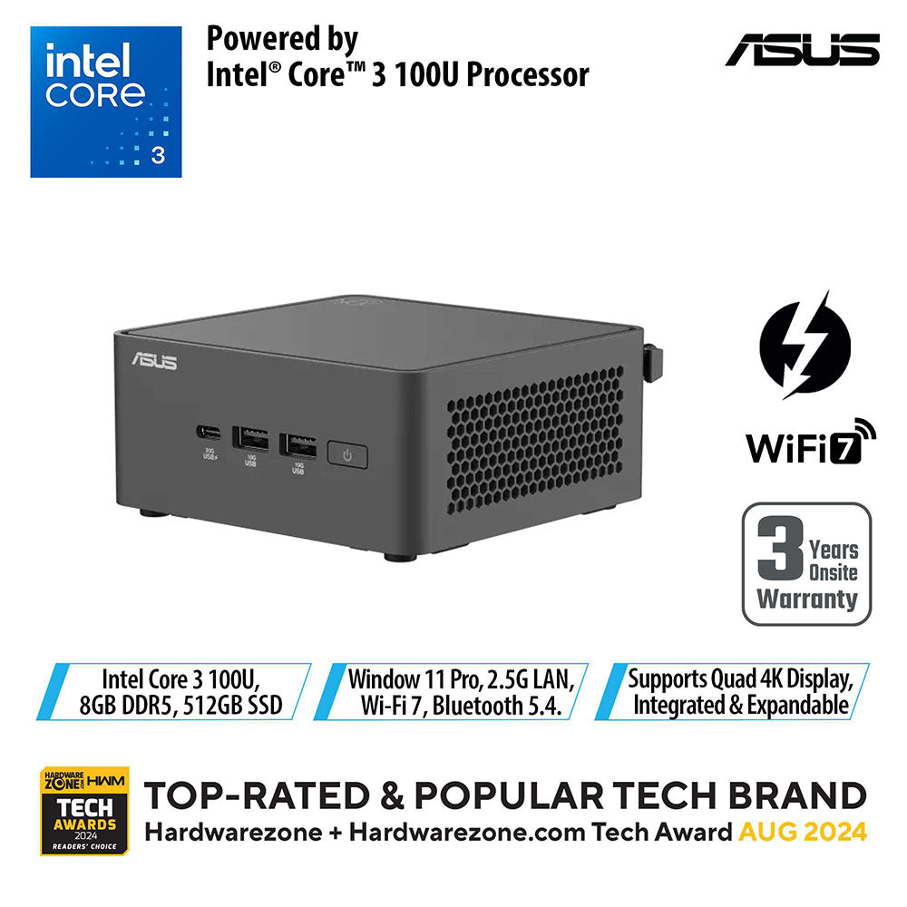 Asus NUC 15 Pro Tall 90AS00K1-M000V0 - U3-100U 8GB 512GB (RNUC15CRHI3053C3)