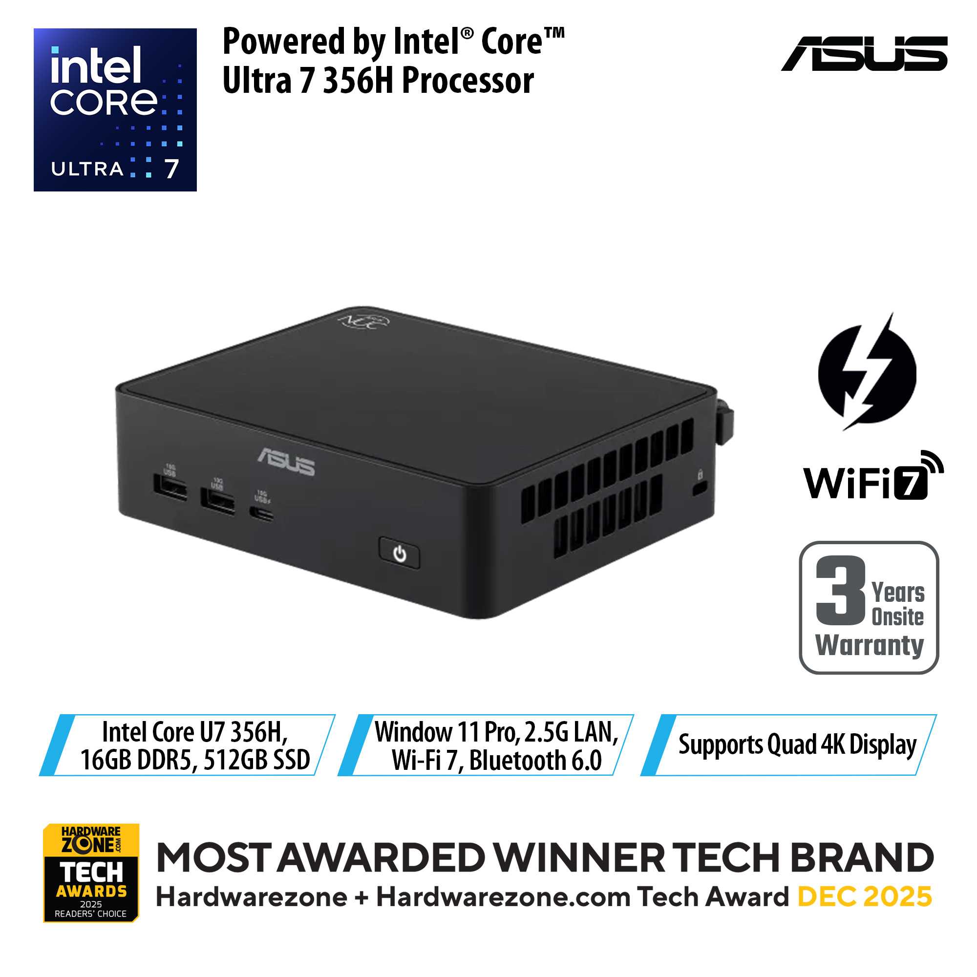Asus NUC 16 Pro RNUC16GDKU7673N3 - UT7-356H 16GB 512GB W11P