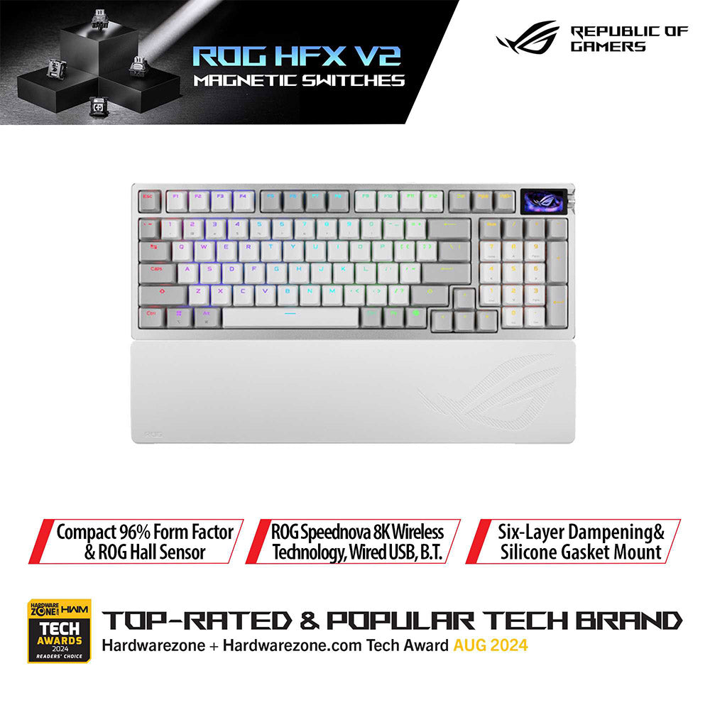 Asus ROG Azoth 96 HE Lite (HFX V2) Wireless Gaming Keyboard (White)