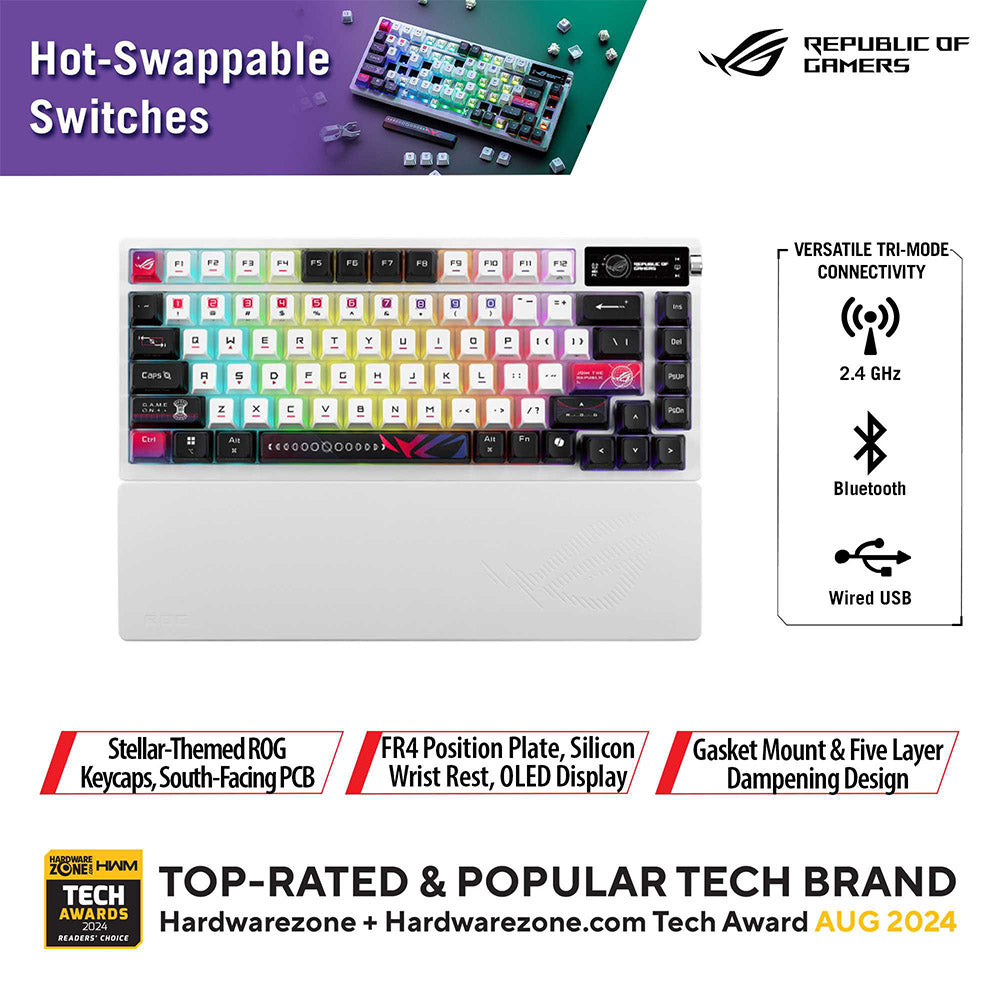 Asus ROG Azoth X (Snow) Wireless Gaming Keyboard (White)