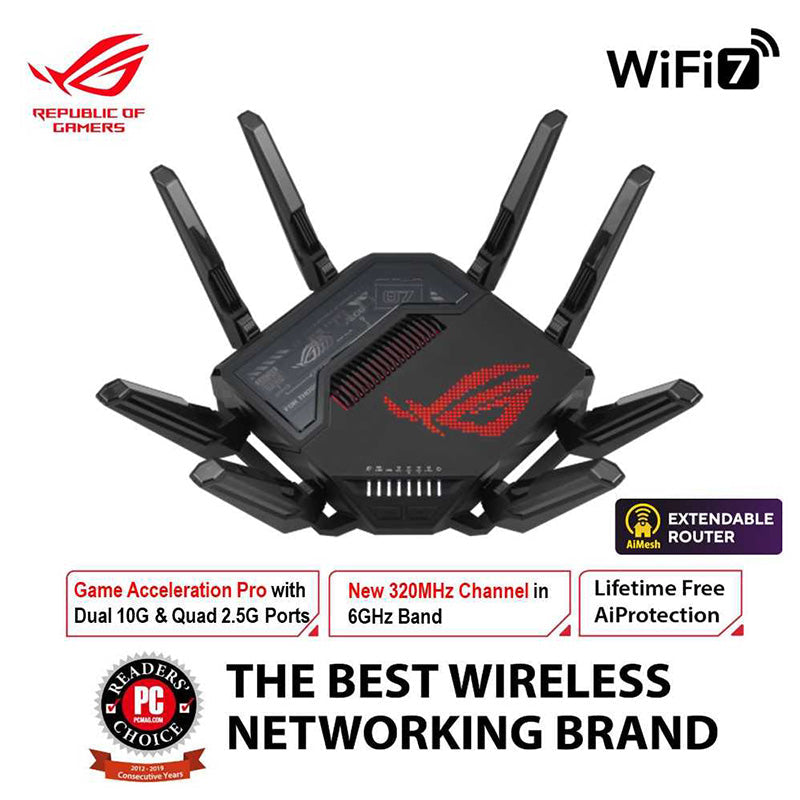 Asus ROG Rapture GT-BE98 Quad Band Wi-Fi 7 BE25000 Gaming Router