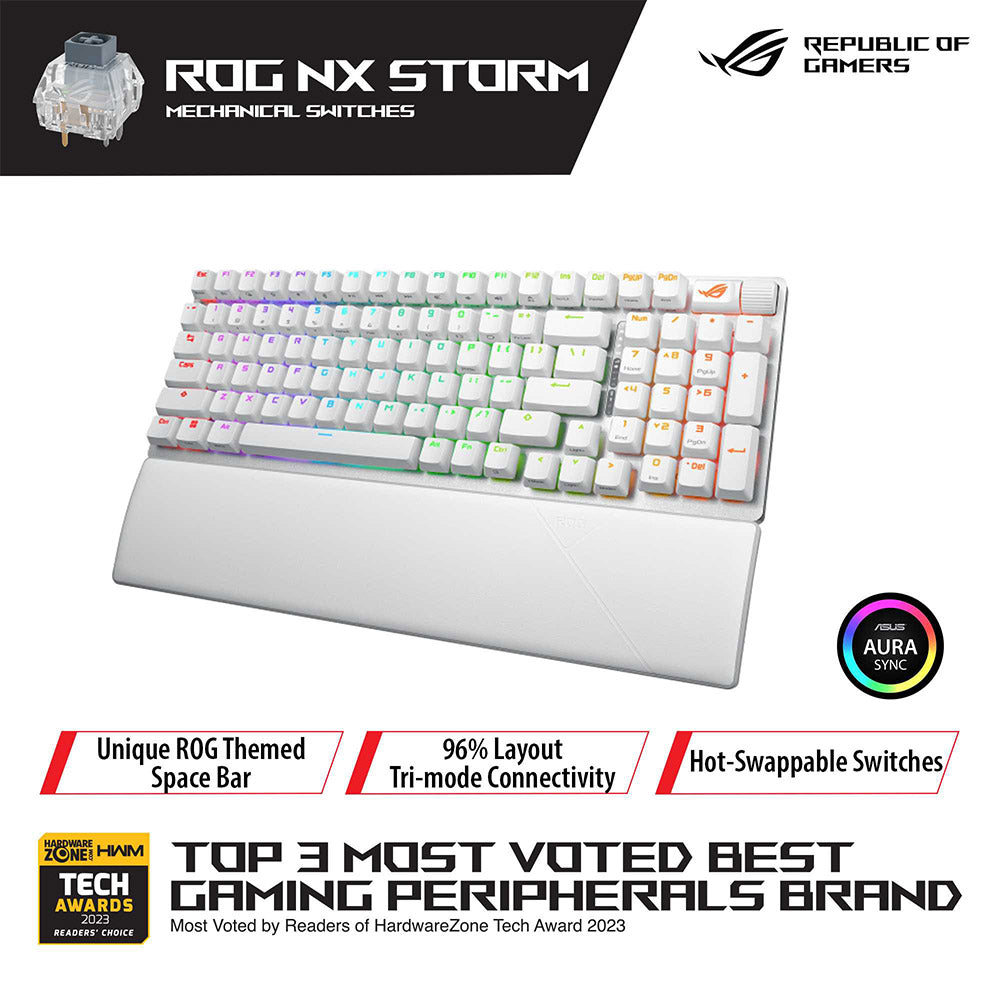 Asus ROG Strix Scope II 96 (Storm) Wireless Gaming Keyboard (White)