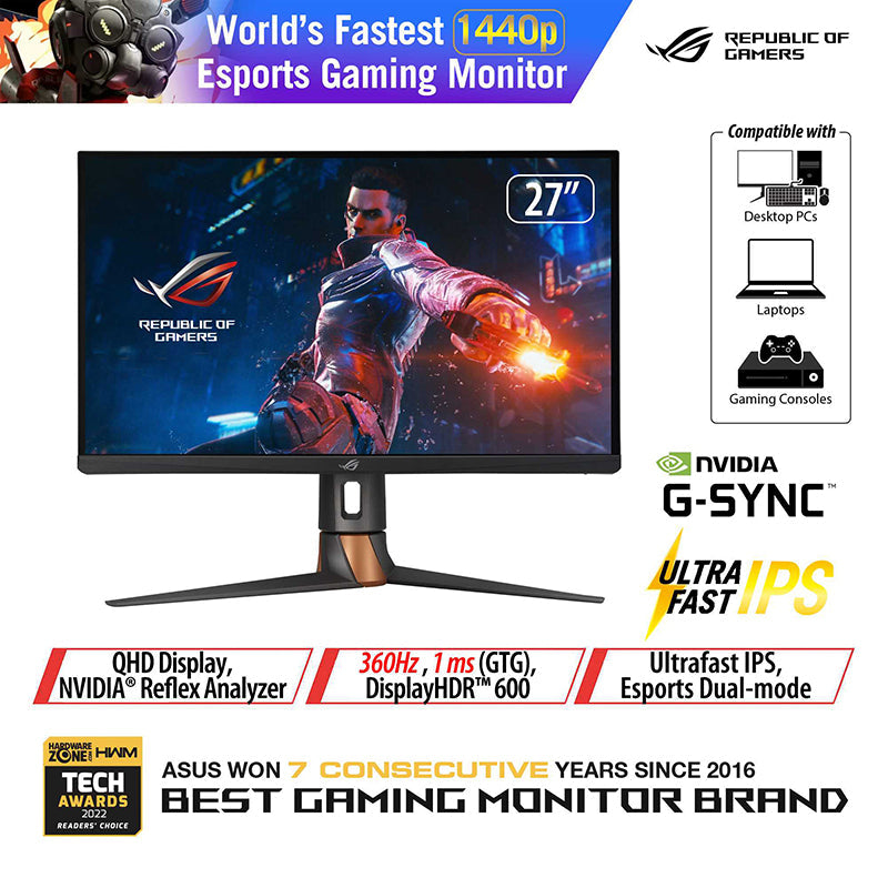 Asus ROG Swift PG27AQN - 27" QHD Fast IPS 360Hz Gaming Monitor