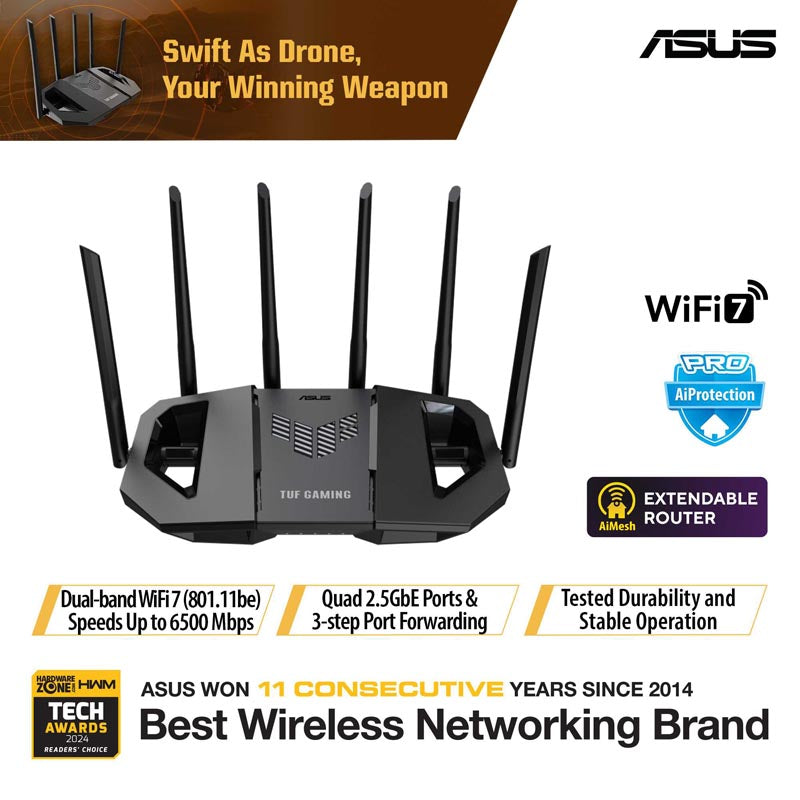 Asus TUF Gaming BE6500 Wi-Fi 7 Dual Band Router