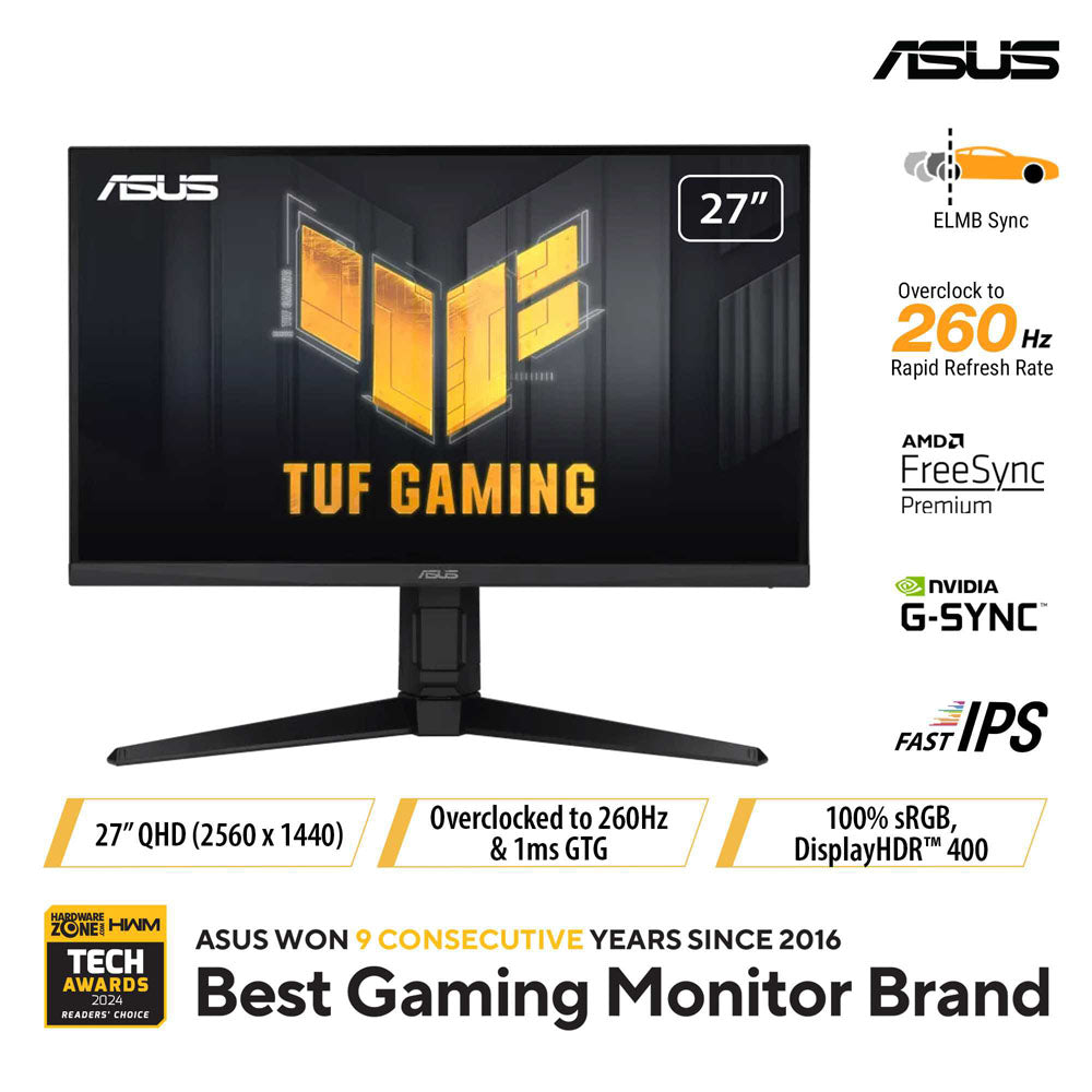 Asus TUF Gaming VG27AQML1A - 27" QHD Fast IPS 260Hz Gaming Monitor