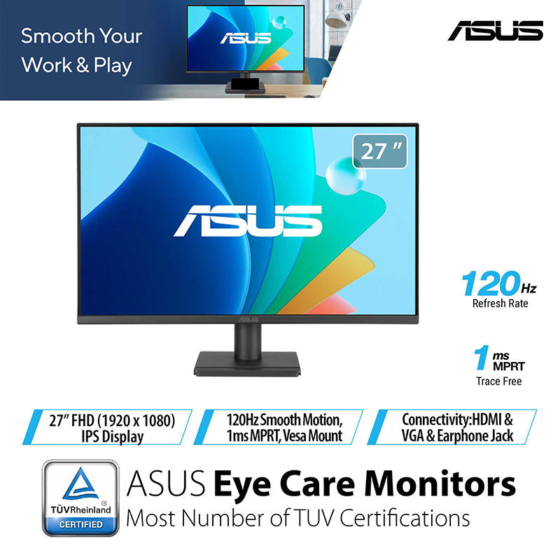 ASUS VA279HG Eye Care Gaming Monitor - 27" FHD IPS 120Hz