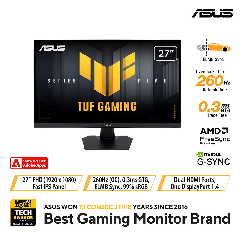 Asus TUF Gaming VG279QM5F - 27" FHD Fast IPS 260Hz Gaming Monitor