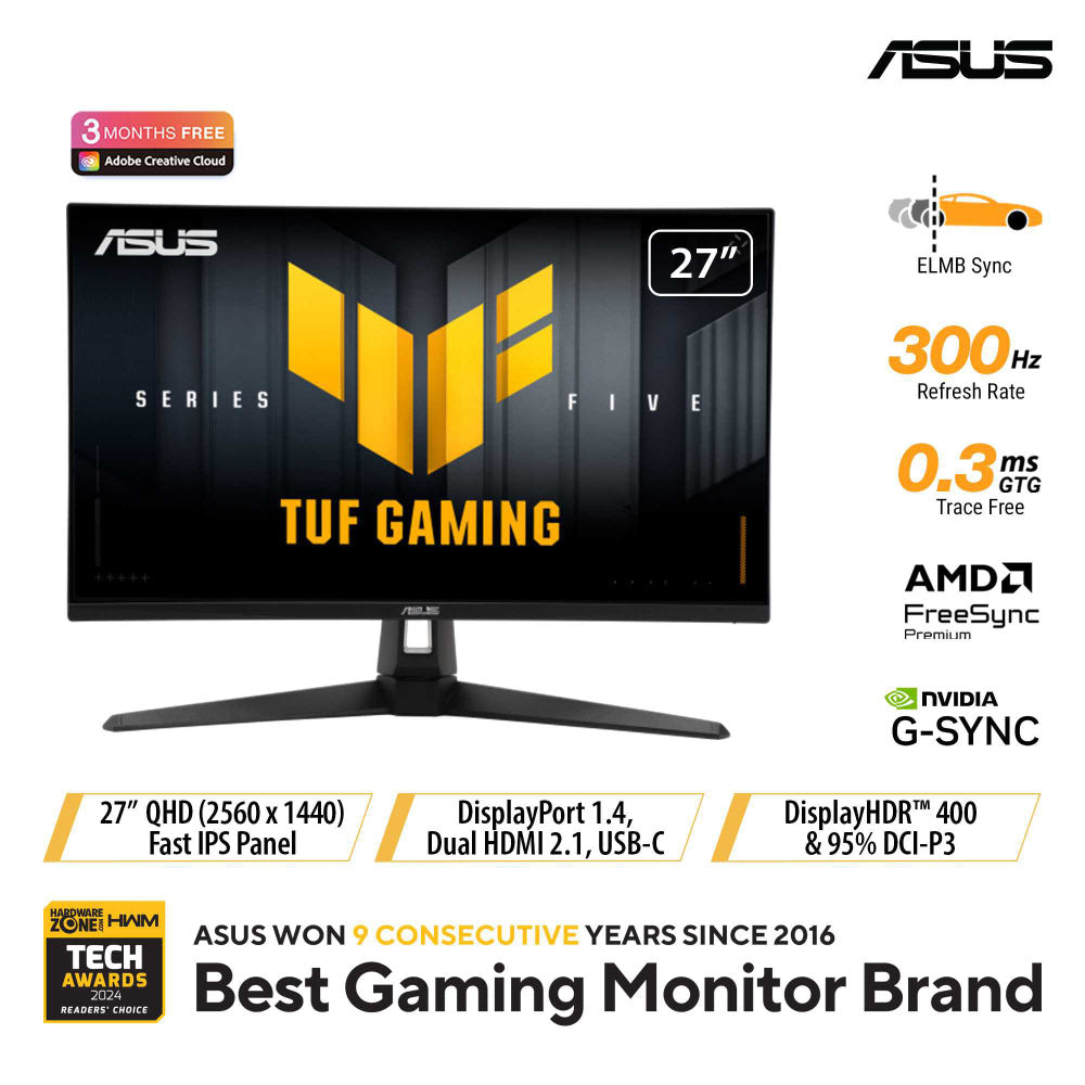 Asus TUF Gaming VG27AQM5A - 27" QHD IPS 300Hz Gaming Monitor