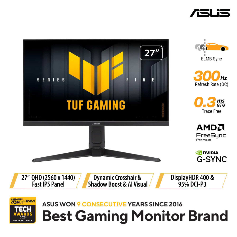 Asus TUF Gaming VG27AQML5A - 27" QHD IPS 300Hz Gaming Monitor