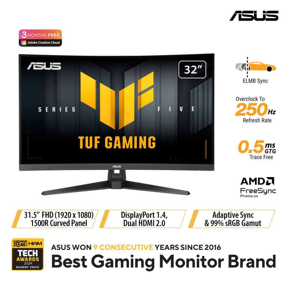 Asus TUF Gaming VG32VQM5B - 31.5" FHD 250Hz (OC) Curved Gaming Monitor
