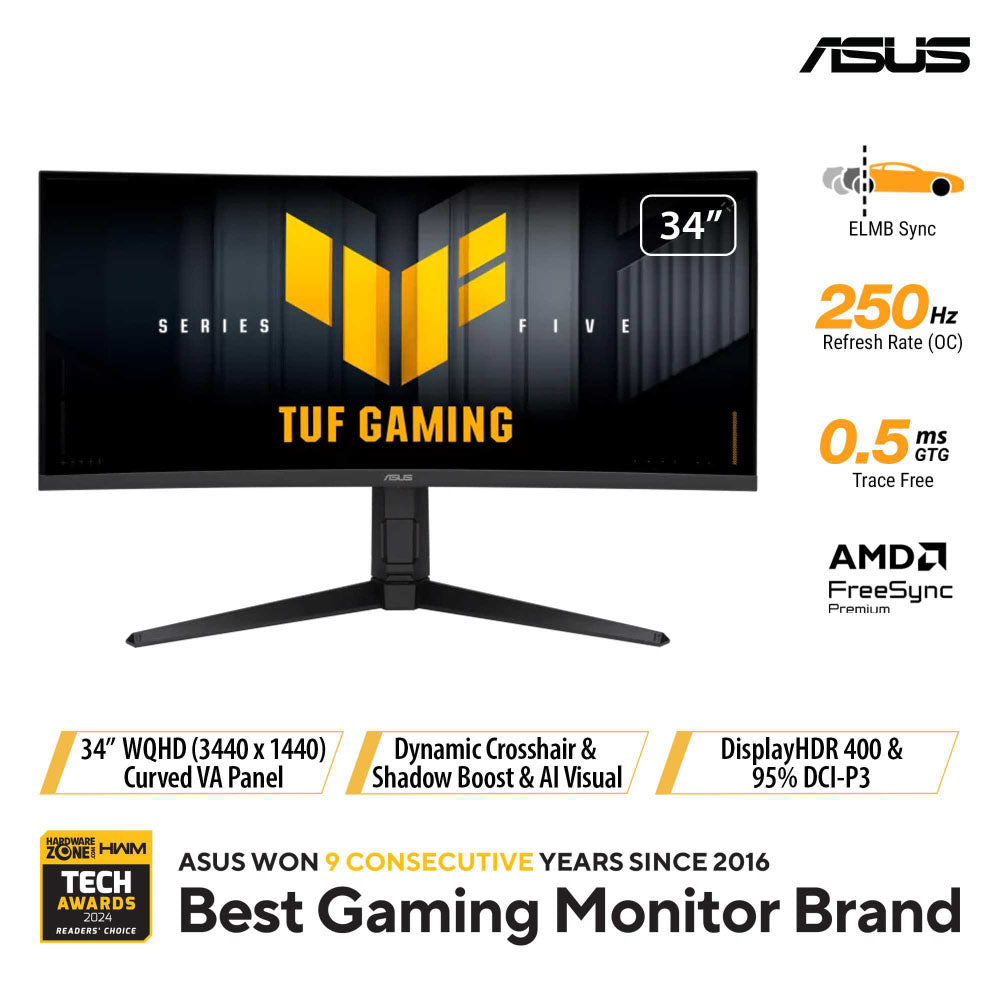 Asus TUF Gaming VG34WQML5A - 34" WQHD 250Hz (OC) Curved Gaming Monitor