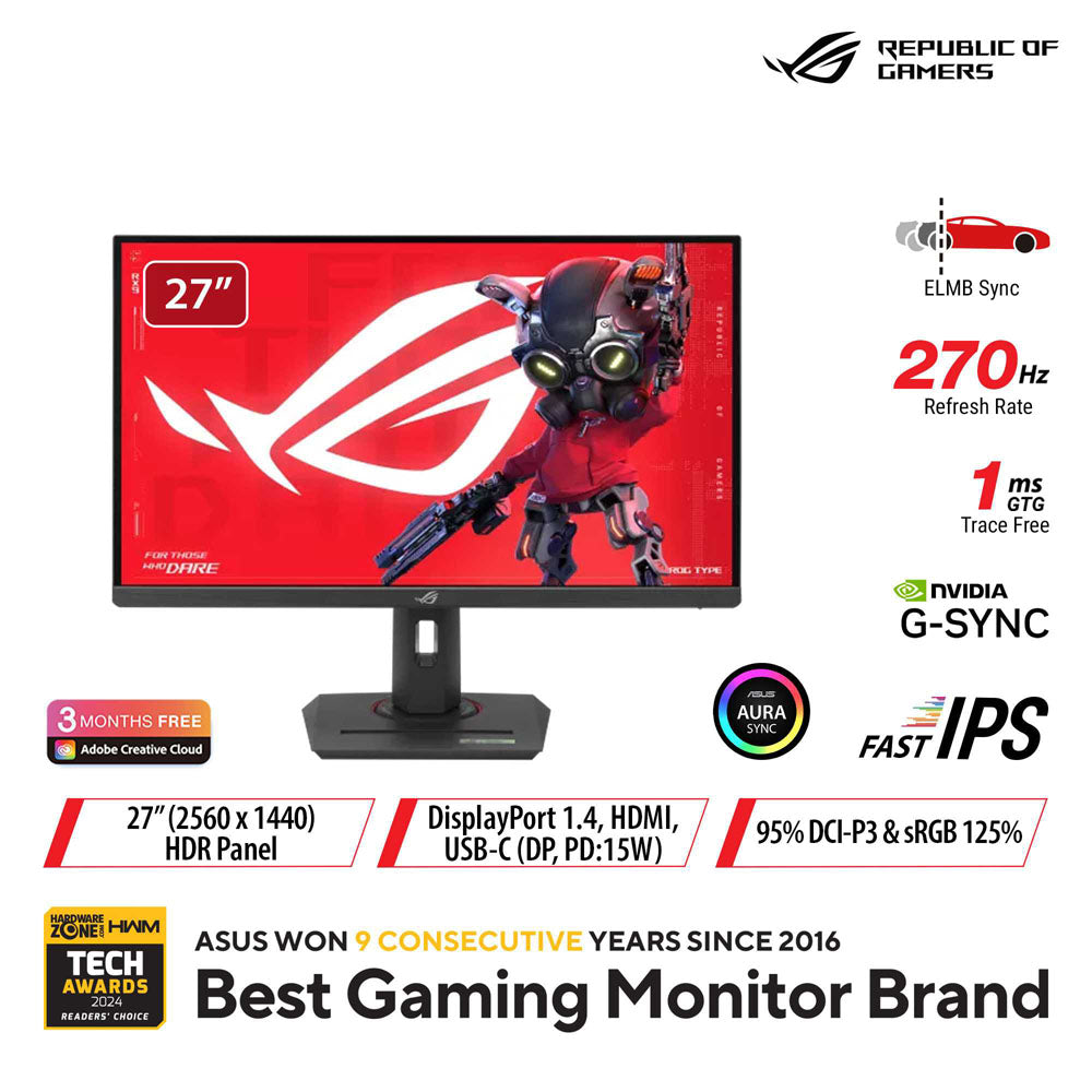Asus ROG Strix XG27ACMG - 27" QHD IPS 270Hz (OC) Gaming Monitor