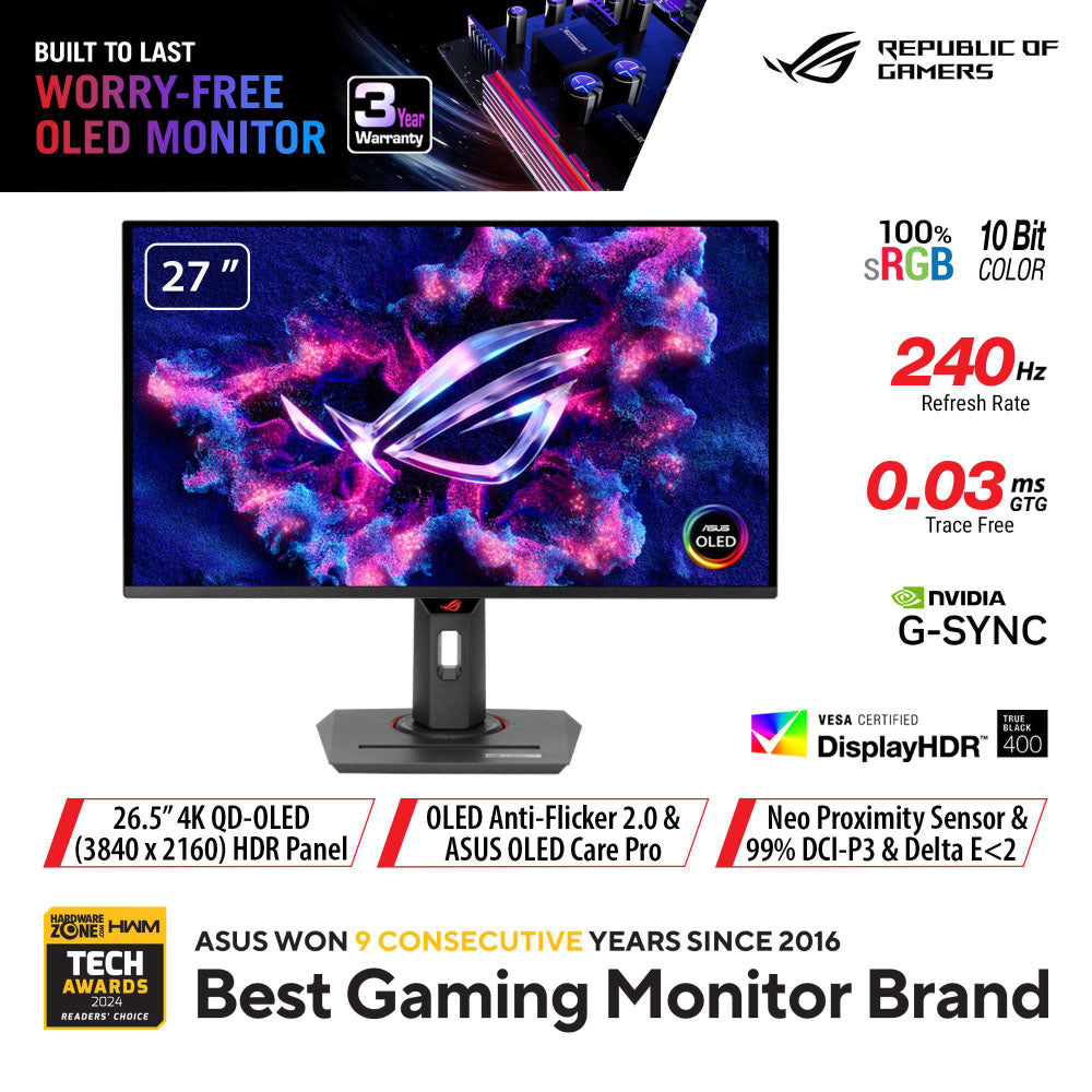 Asus ROG Strix XG27UCDMG - 27" UHD QD-OLED 240Hz Gaming Monitor