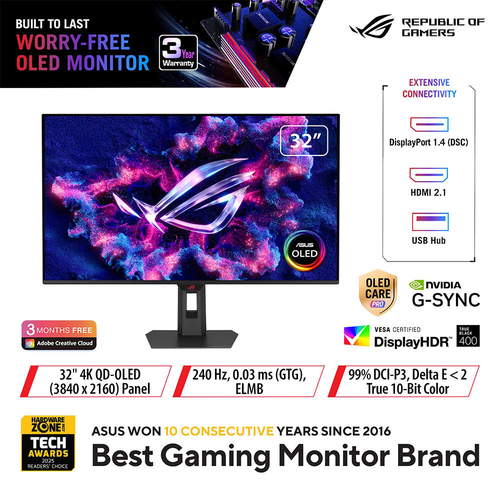 Asus ROG Strix XG32UQDMS - 32" UHD QD-OLED 240Hz Gaming Monitor
