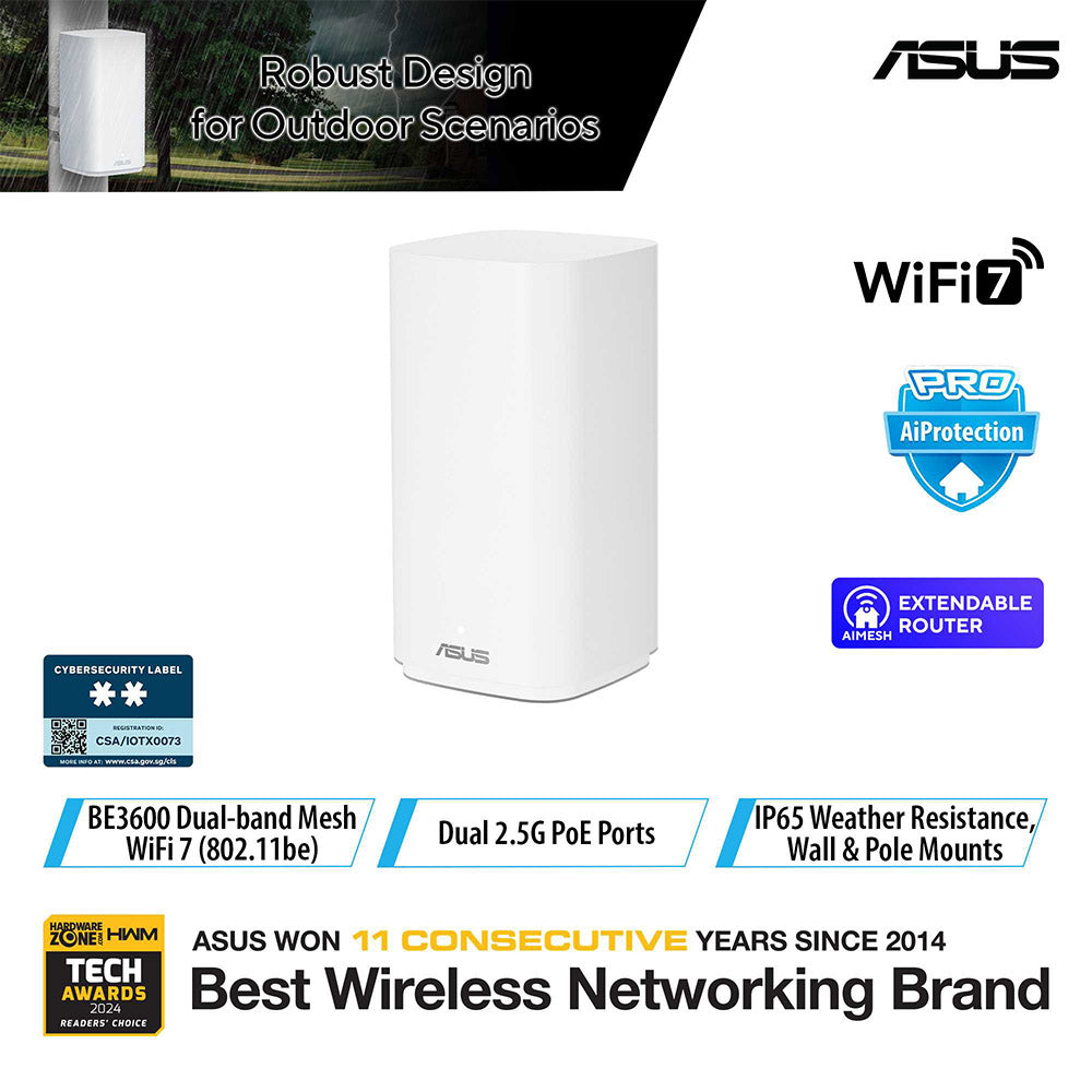 Asus ZenWiFi BD4 Outdoor Dual-band Wi-Fi 7 AiMesh Router (White)