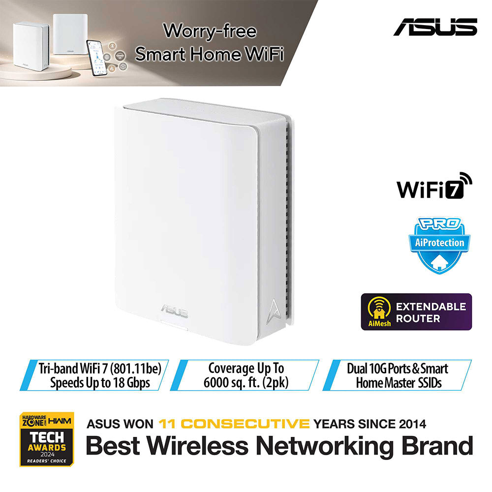 Asus ZenWiFi BT10 (1-Pack) BE18000 Wi-Fi 7 AiMesh Router