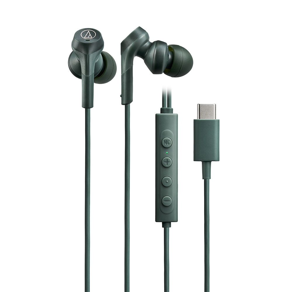 Audio-Technica ATH-CKS330NC In-Ear Headphones with Noise Cancelling and USB Type-C Connector (Green)