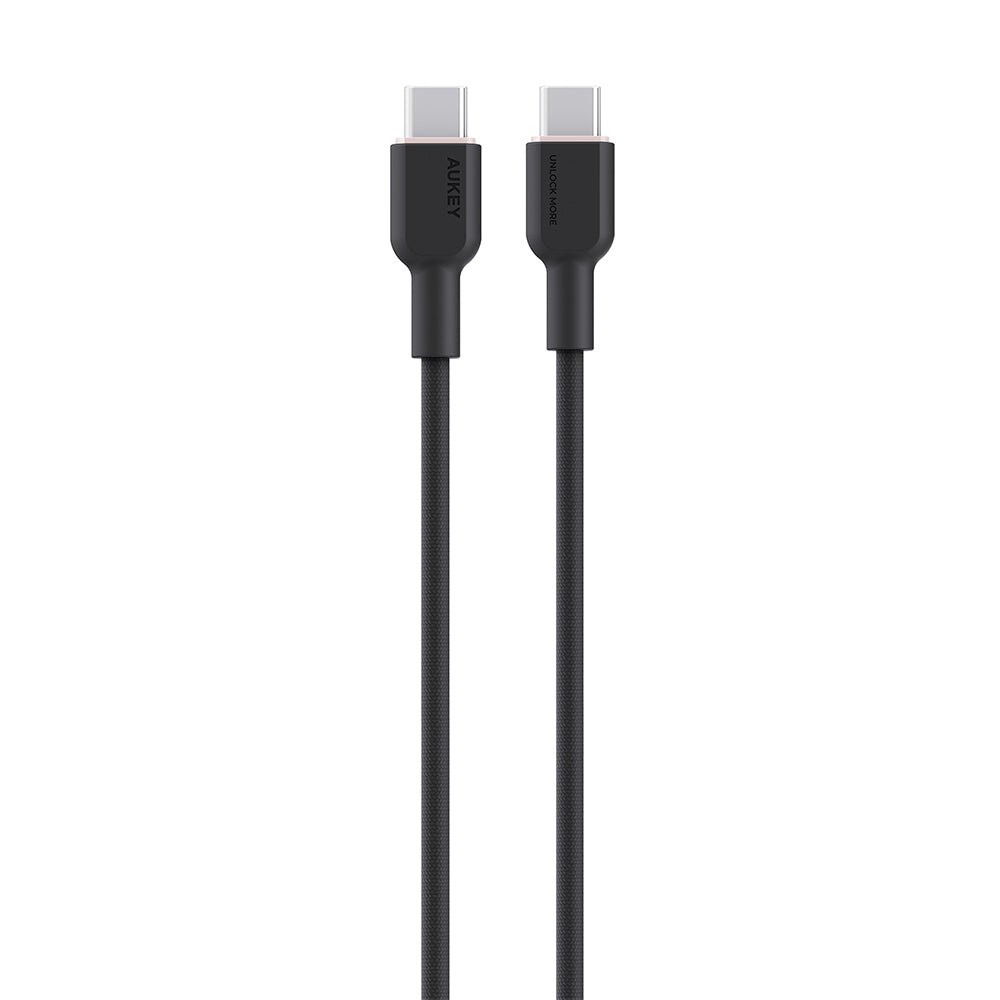 Aukey CB-DCC67 Circlet CC 60W DTY Braided USB-C to USB-C Cable – Black (1M)