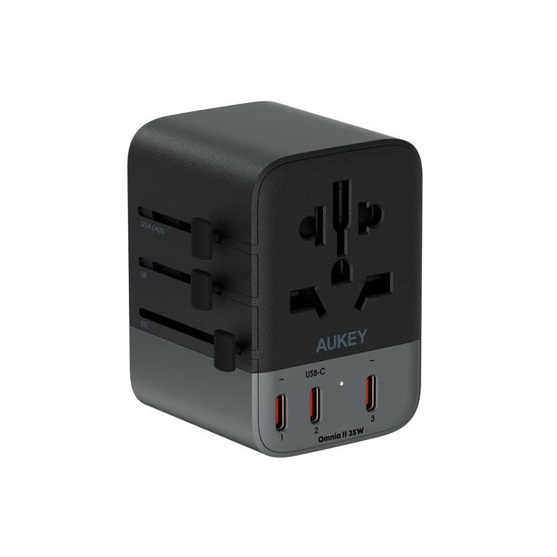 Aukey PA-TA07A 35W GaN Universal Adapter With USB-C and USB-A Ports (Grey)