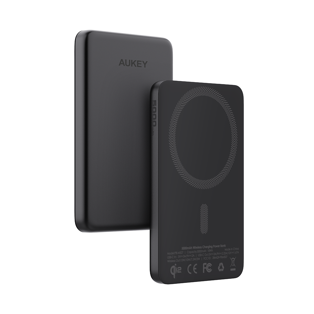 Aukey PB-MS07A MagFusion M 5,000mAh Qi2 Magnetic Wireless Power Bank (CCC-Certified) - Dark Gray