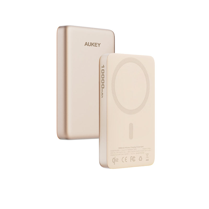 Aukey PB-MS08 MagFusion M Qi2 10,000mAh Magnetic Wireless Charging Power Bank (Desert Gold)