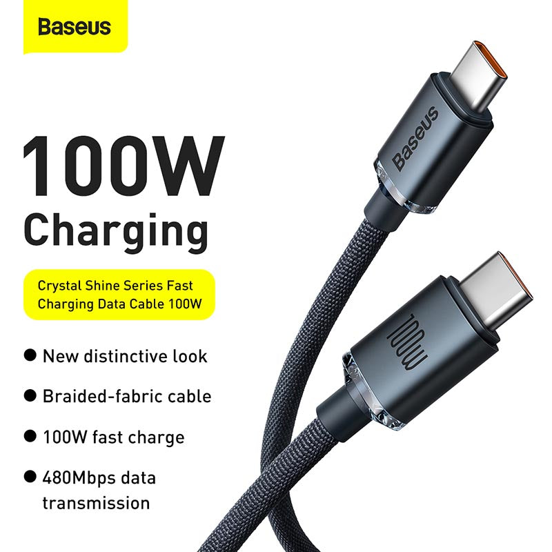 Baseus Crystal Shine Fast Charging C to C 100W 2m Black