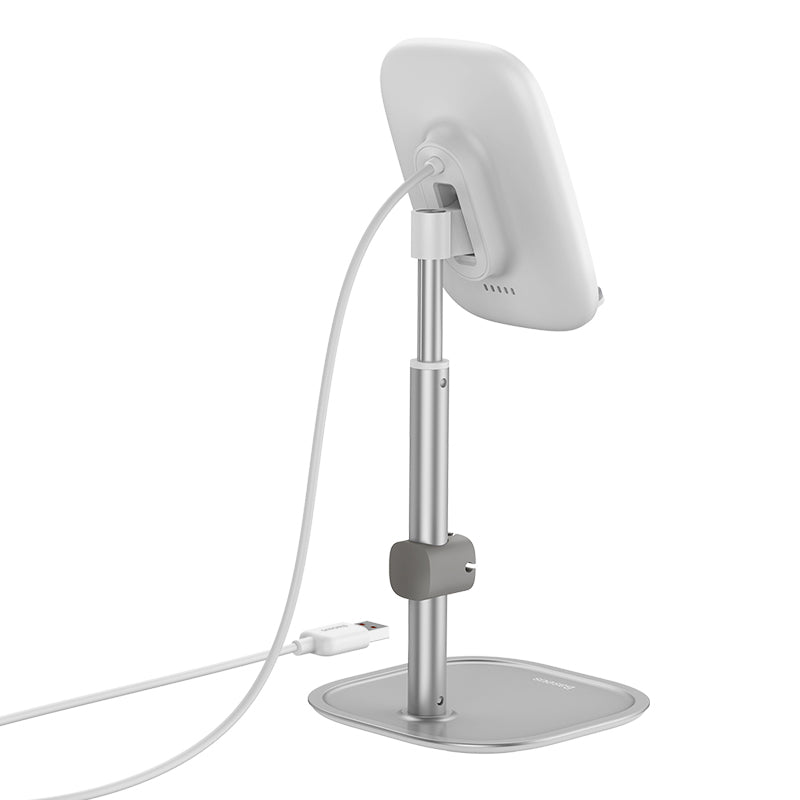 Baseus SUWY-D0S Literary Youth Desktop Bracket (Telescopic + Wireless Charging) Silver