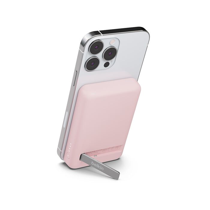 Belkin BPD004qcPK BoostCharge Magnetic Wireless Power Bank 5K + Stand (Pink)