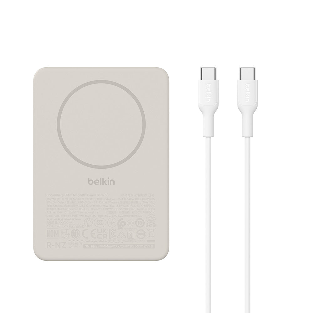 Belkin BPD010fqSA BoostCharge Slim Magnetic Power Bank 5K - Sand