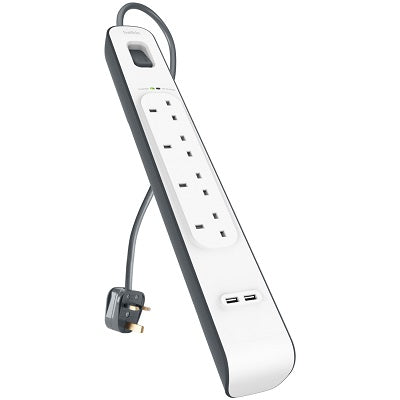 Belkin BSV401sa2M 4-Outlets Surge Protection Strip with 2 USB Ports 2M