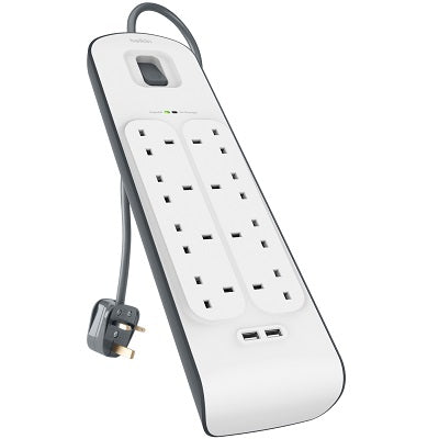 Belkin BSV804sa2M 8-Outlets Surge Protection Strip with 2 USB Ports 2M