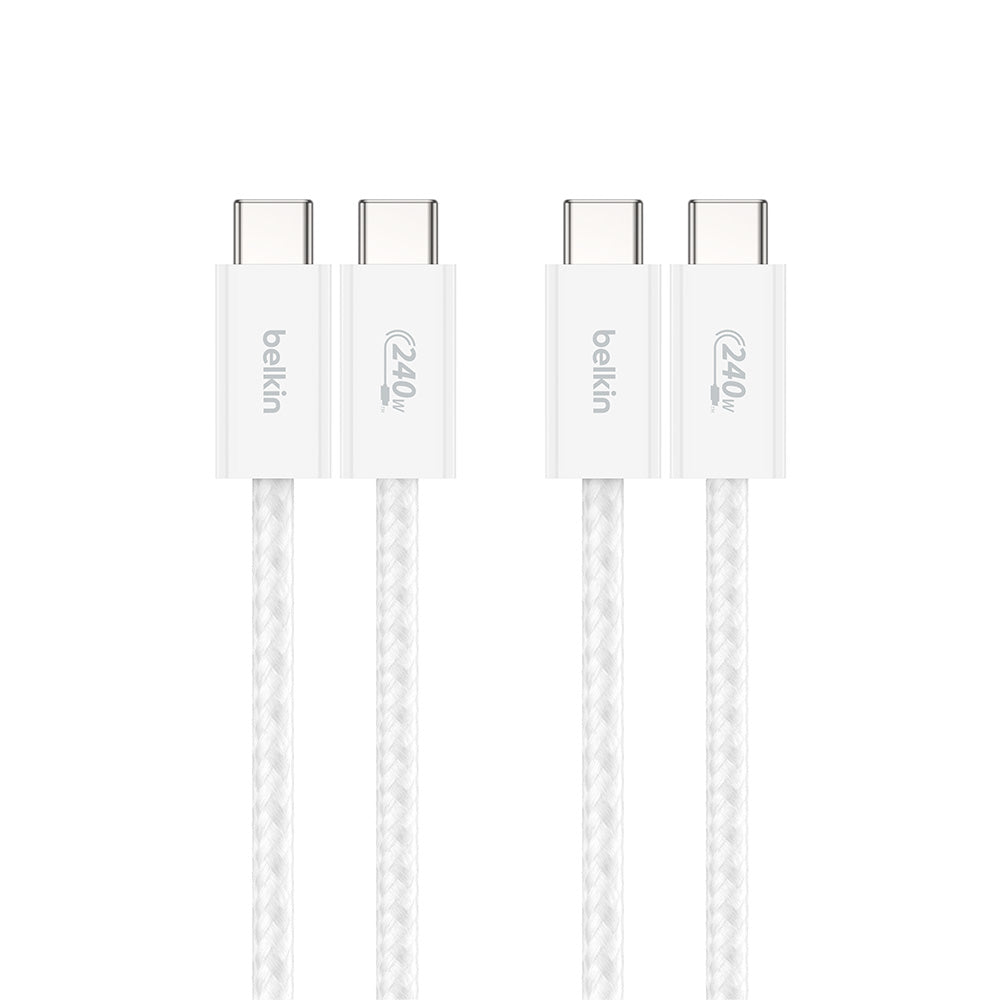 Belkin CAB019qc05WH2PK BoostCharge USB-C to USB-C Cable 240W 1.5M (2-Pack) - White