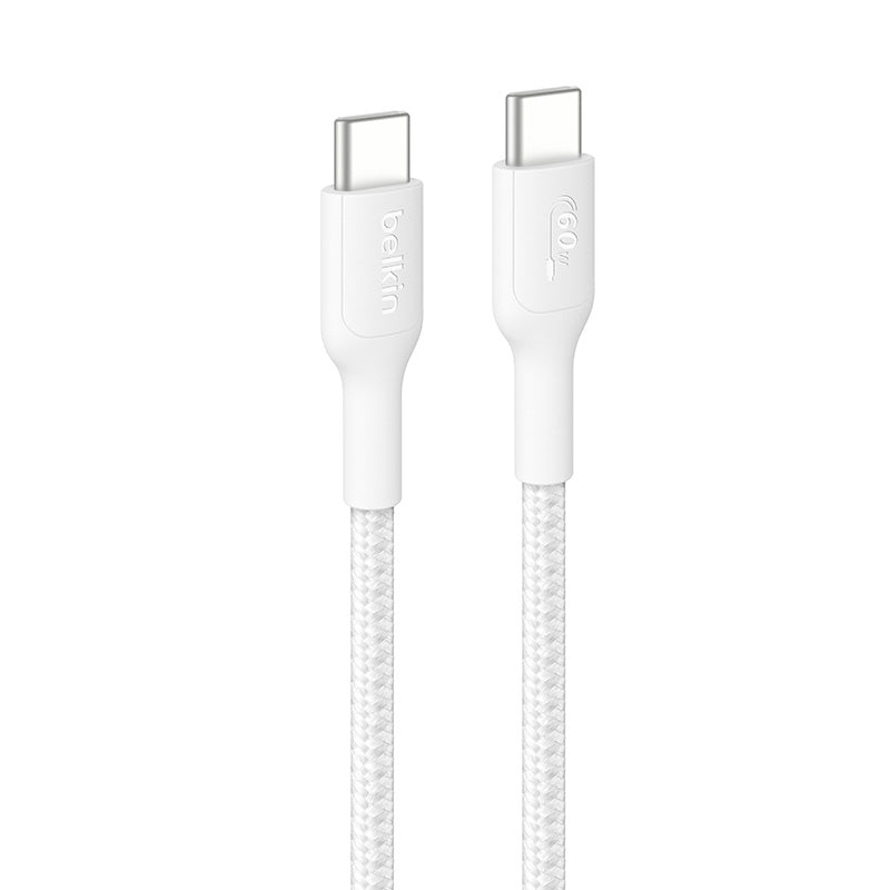 Belkin CAB024fq2MWH BoostCharge Pro USB-C to USB-C 60W 2M 2.0 Braided Cable (White)