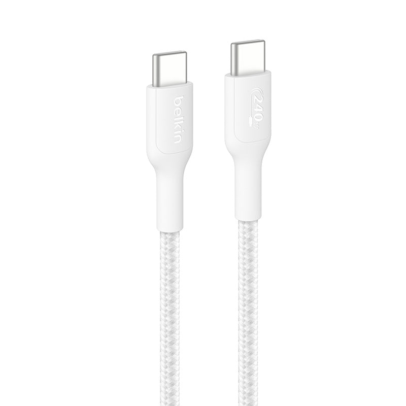 Belkin CAB025fq1MWH BoostCharge Pro USB-C to USB-C 240W 1M 2.0 Braided Cable (White)
