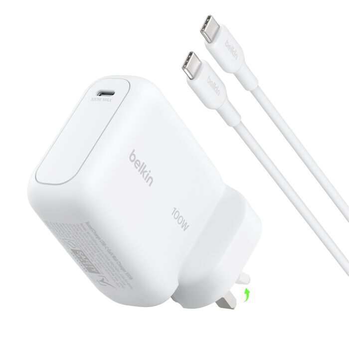 Belkin WCH025my1.5WHB6 BoostCharge USB-C GaN Wall Charger 100W + USB-C Cable