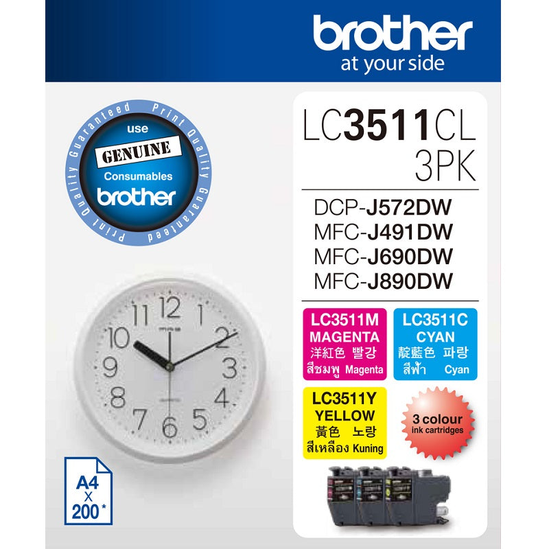 Brother LC3511CL 3PK CMY Ink Cartridge