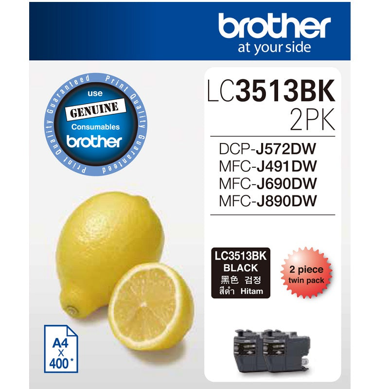 Brother LC3513BK 2PK Black Ink Cartridge