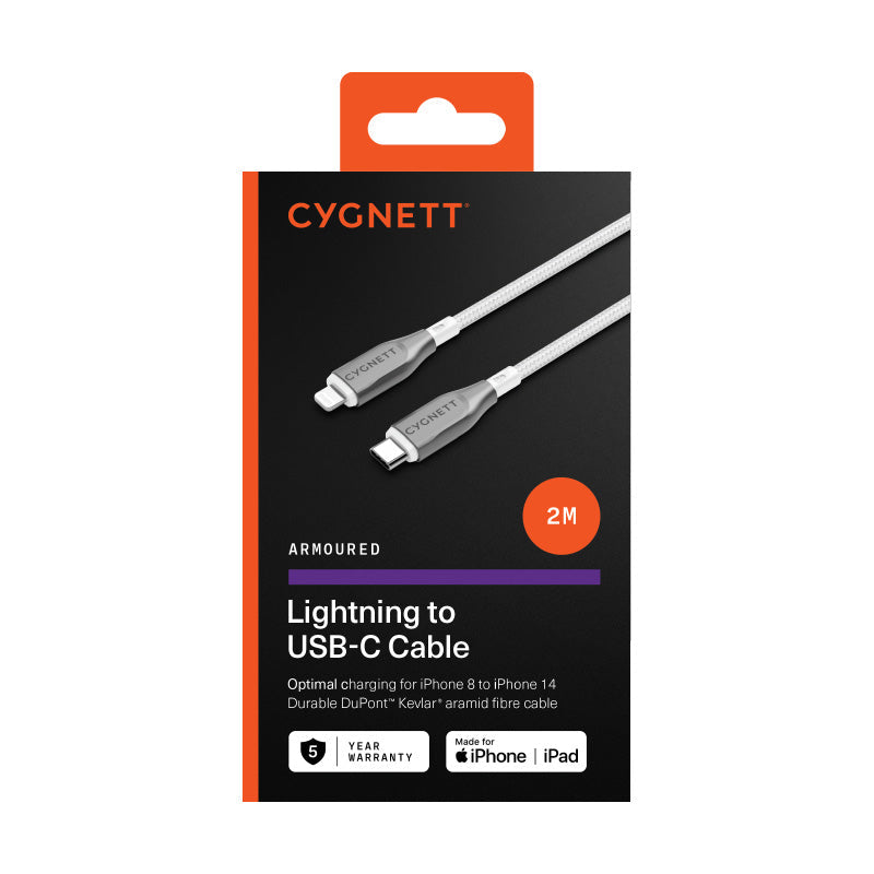 Cygnett CY4670PCCCL Armoured Lightning To USB-C Cable 2M (White)