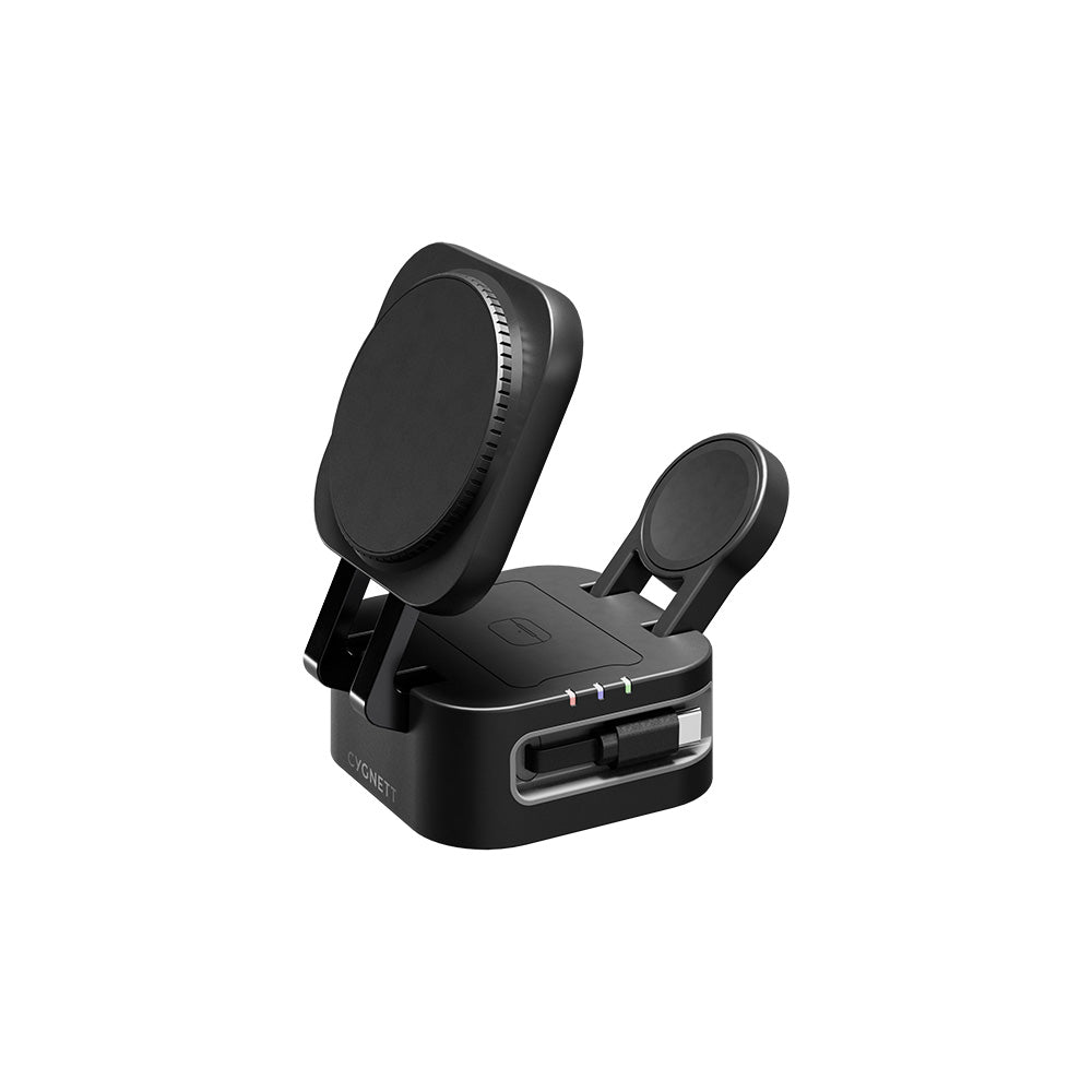 Cygnett CY5852WCCRC 3-in-1 Foldable Wireless Charger with Retractable Cable