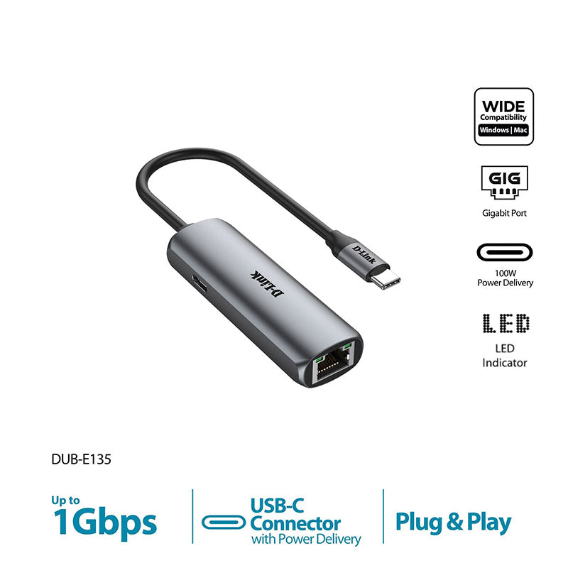 D-Link DUB-135 USB-C to Gigabit Ethernet Adapter