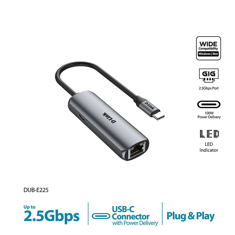 D-Link DUB-E255 USB-C to 2.5G Ethernet Adapter