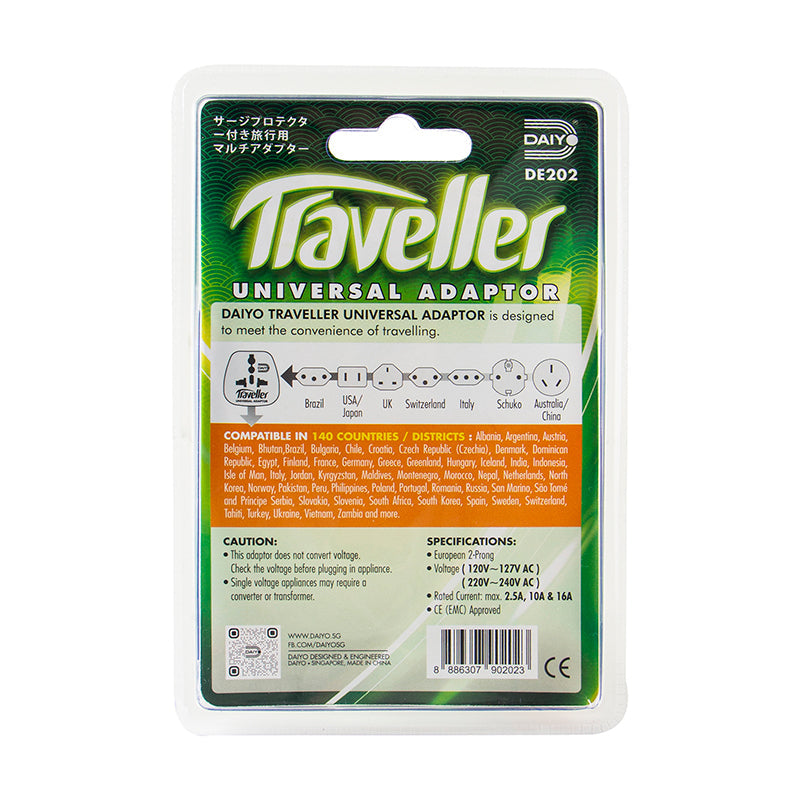 Daiyo DE202 2-Prong European Traveller Adaptor