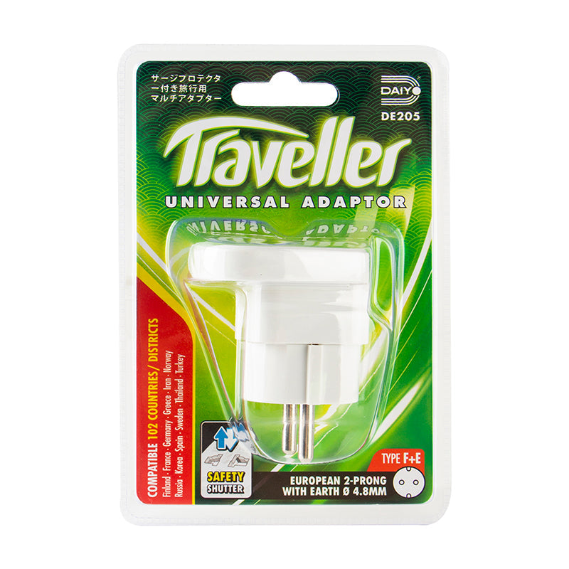 Daiyo DE205 2-Prong with Earth European Traveller Adaptor