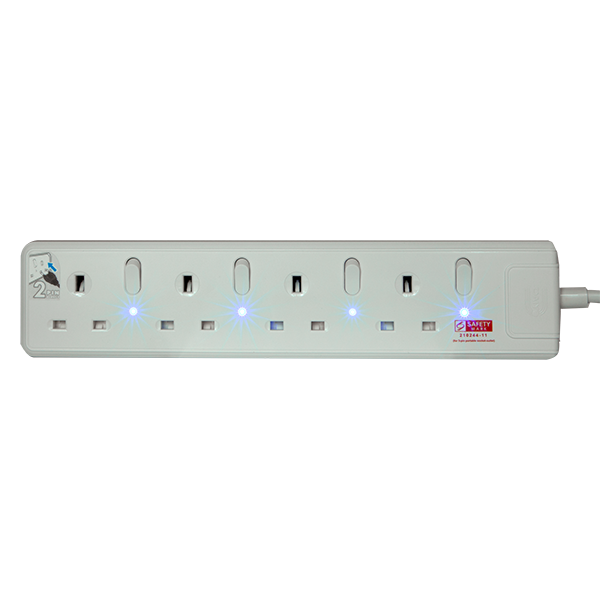 Daiyo DE382-3M LED 2 Way Socket Strip w Surge 3M