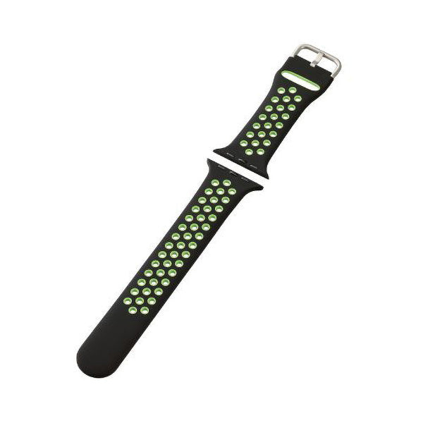 Elecom AW-45BDSCNBK2 42mm-49mm for Apple Watch Band Silicone (Black-Green)