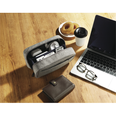 Elecom BMA-GP14 Organizer Pouch Double Zipper Multi-Compartment (Grey)