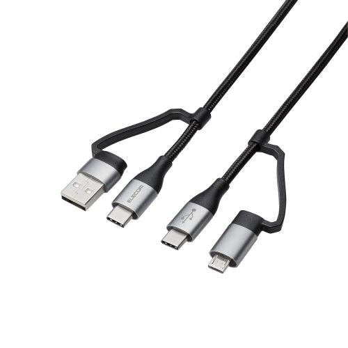 Elecom MPA-AMBCC10BK 4 in 1 USB Cable PD 60W A-C/B C-C/B 1M (Black)